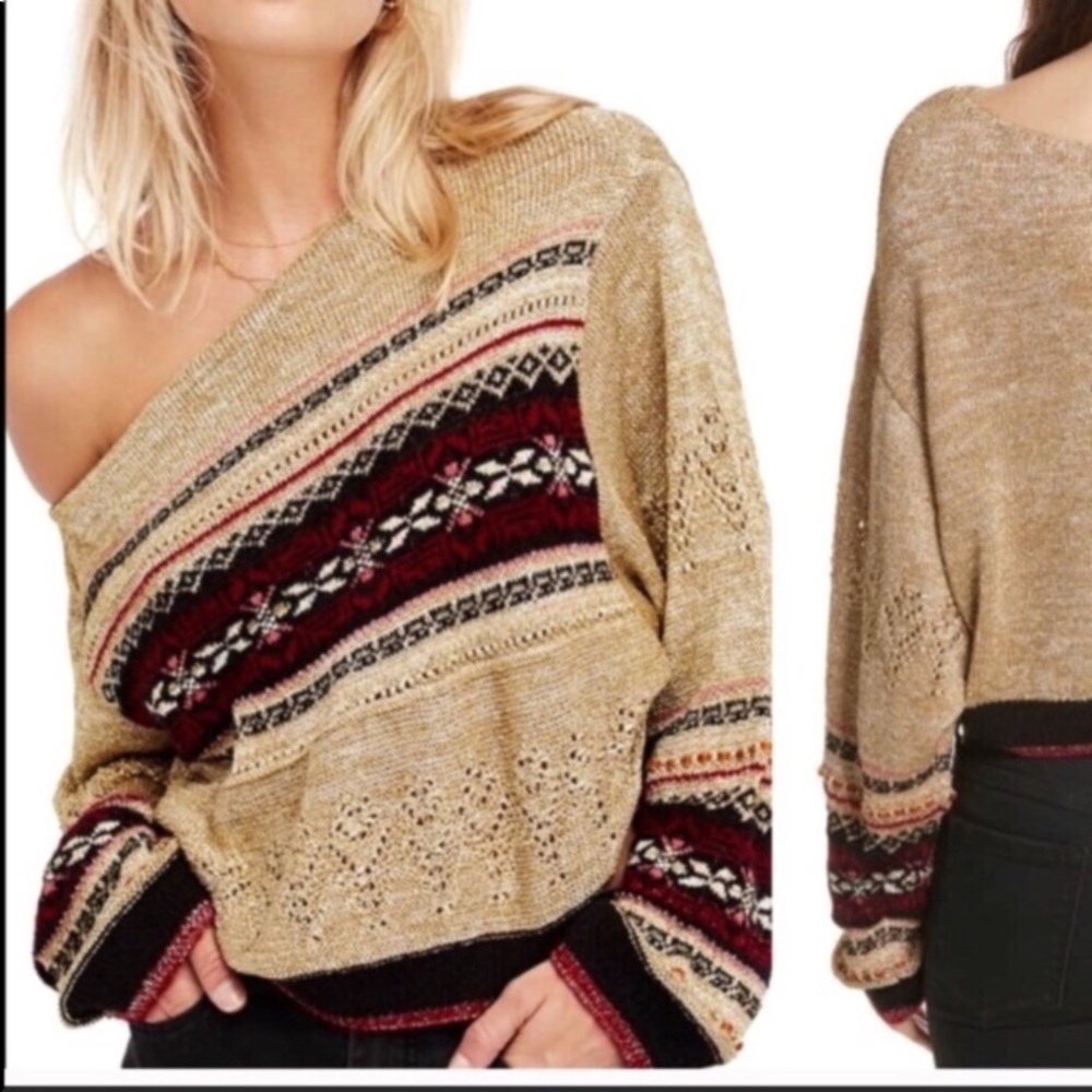 FREE PEOPLE SKI LAKE LONG SLEEVES SWEATER MEDIUM